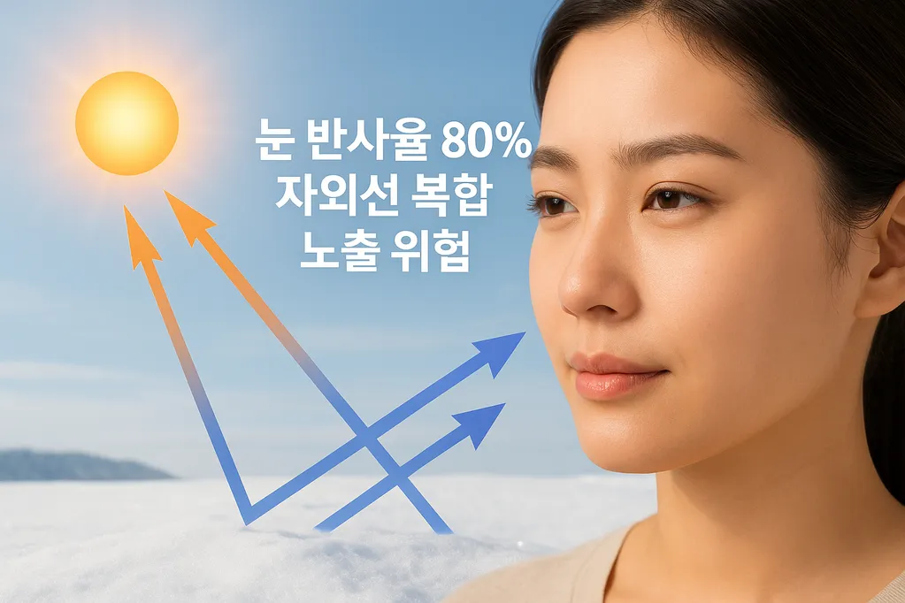 눈 반사율 80%, 자외선 복합 노출 위험