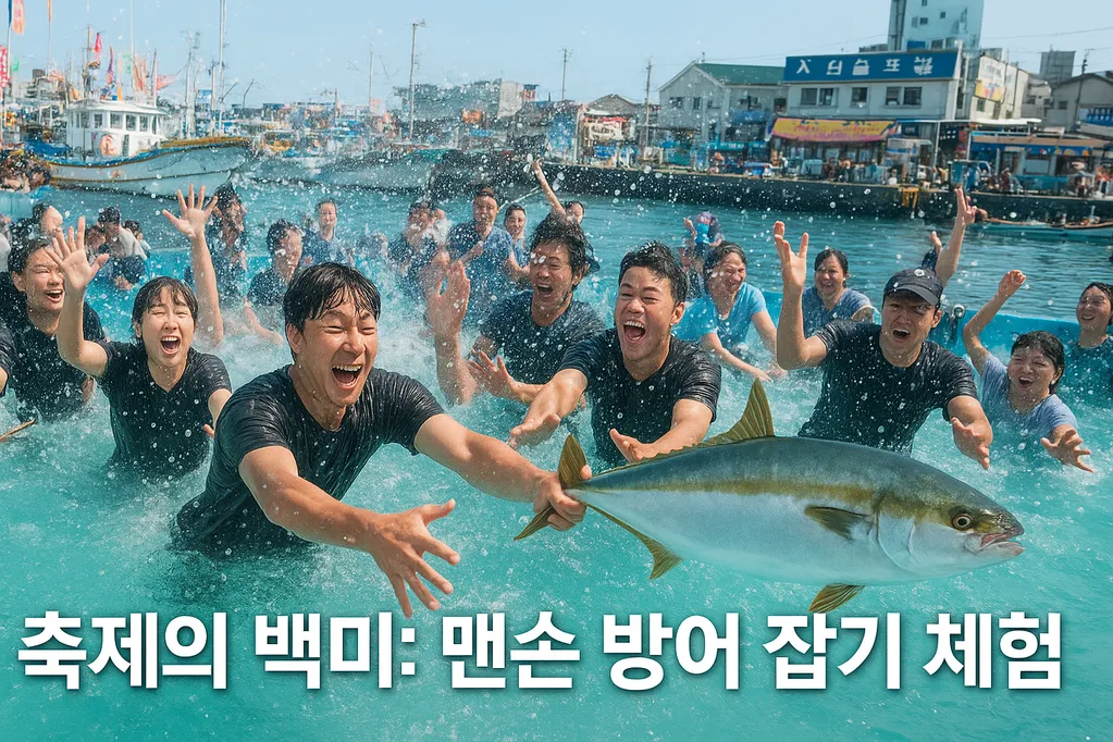 축제의 백미: 맨손 방어 잡기 체험